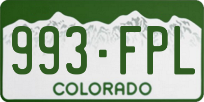 CO license plate 993FPL