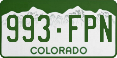 CO license plate 993FPN