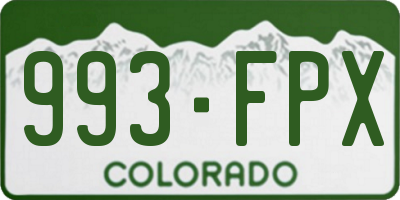 CO license plate 993FPX