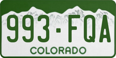 CO license plate 993FQA