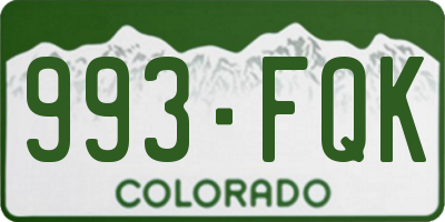CO license plate 993FQK