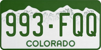 CO license plate 993FQQ