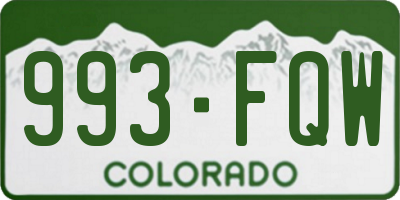 CO license plate 993FQW