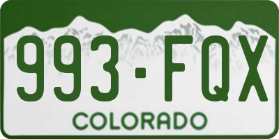 CO license plate 993FQX