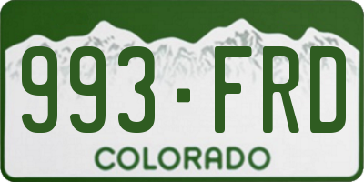 CO license plate 993FRD