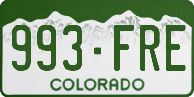 CO license plate 993FRE