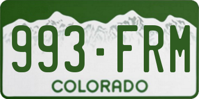 CO license plate 993FRM