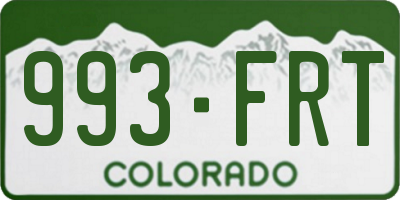 CO license plate 993FRT