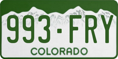 CO license plate 993FRY