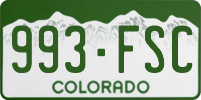 CO license plate 993FSC