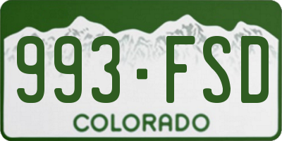 CO license plate 993FSD