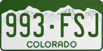 CO license plate 993FSJ