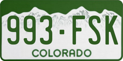 CO license plate 993FSK