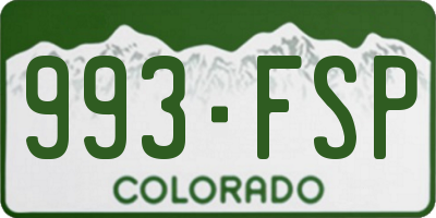 CO license plate 993FSP