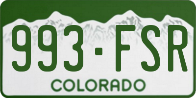 CO license plate 993FSR