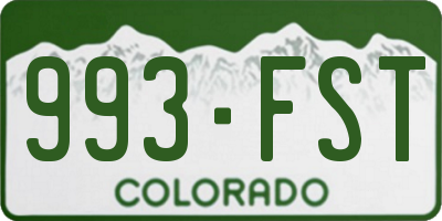 CO license plate 993FST