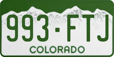 CO license plate 993FTJ
