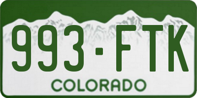 CO license plate 993FTK