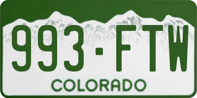 CO license plate 993FTW
