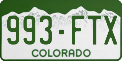 CO license plate 993FTX