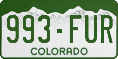 CO license plate 993FUR