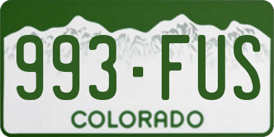 CO license plate 993FUS