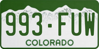 CO license plate 993FUW