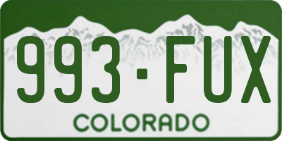 CO license plate 993FUX