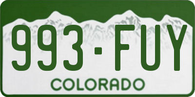 CO license plate 993FUY