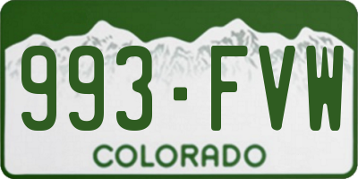 CO license plate 993FVW