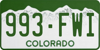 CO license plate 993FWI