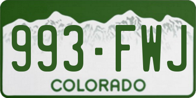 CO license plate 993FWJ