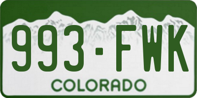 CO license plate 993FWK