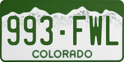CO license plate 993FWL