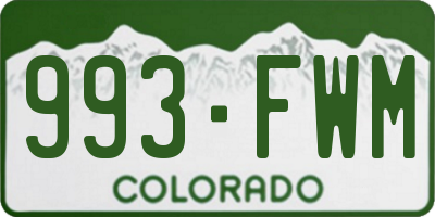 CO license plate 993FWM