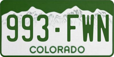 CO license plate 993FWN