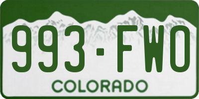 CO license plate 993FWO