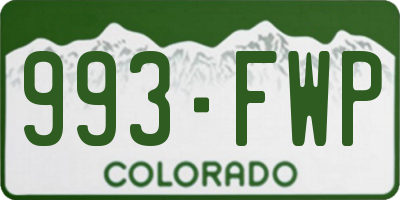 CO license plate 993FWP