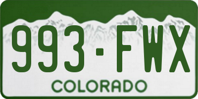 CO license plate 993FWX
