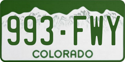 CO license plate 993FWY