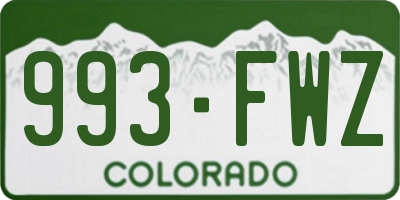 CO license plate 993FWZ