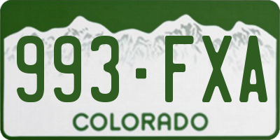 CO license plate 993FXA