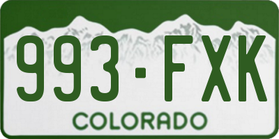 CO license plate 993FXK