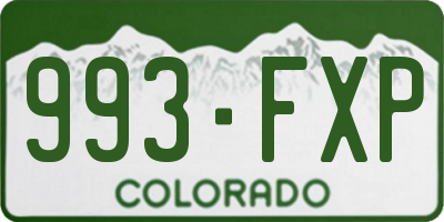 CO license plate 993FXP