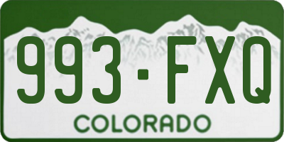 CO license plate 993FXQ