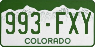 CO license plate 993FXY
