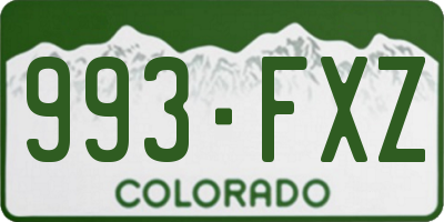 CO license plate 993FXZ