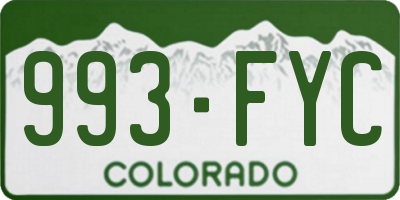 CO license plate 993FYC