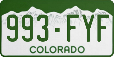 CO license plate 993FYF