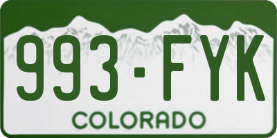 CO license plate 993FYK